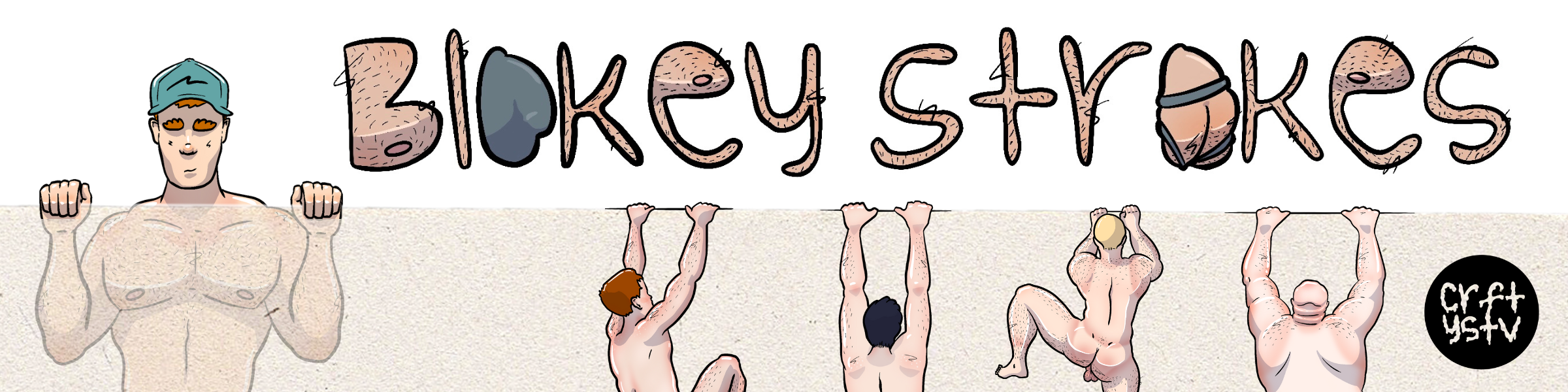 Blokey Strokes Naked Man Bookmarks Banner