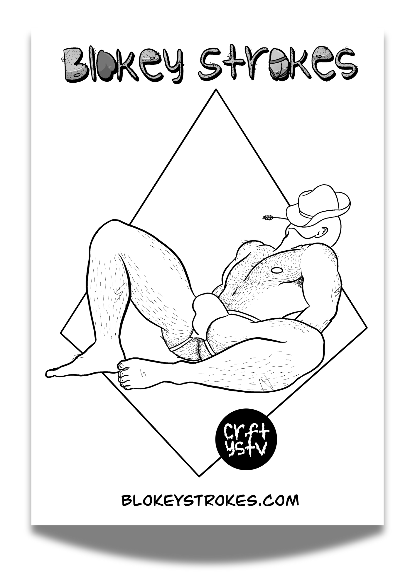 Adult Colouring Sheet Naked Man Blokey Strokes