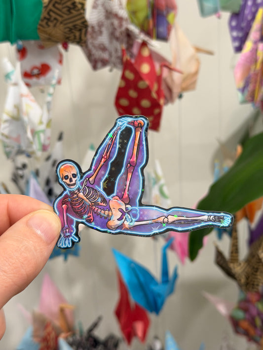 Vinyl Sticker - Neon Skelly Yoga | Blokey Strokes